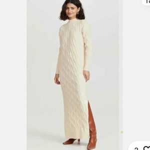 Chic Cream Long Sleeve Knit Dress